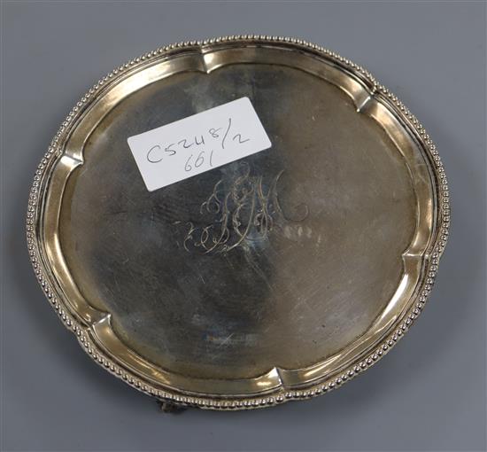 A George III silver waiter, Jones & Scofield, London, 1777, 6 oz.